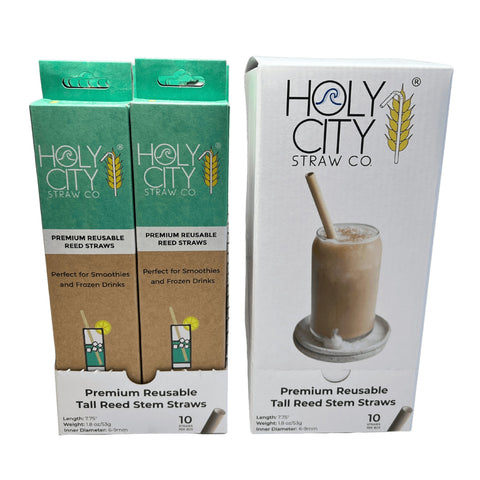Tall Reed Stem Drinking Straws Inner Pack 20 x 10ct Boxes Holy City Straw Company