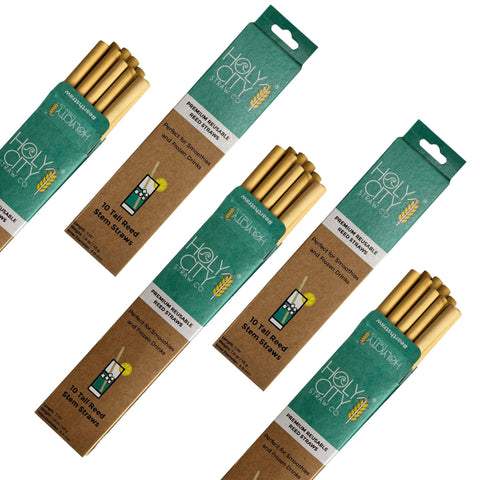 Reusable Tall Reed Straw Bundle 5 Pack Holy City Straw Company