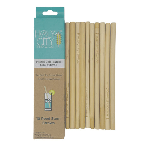 Reusable Tall Reed Straws 10 Pack Holy City Straw Company