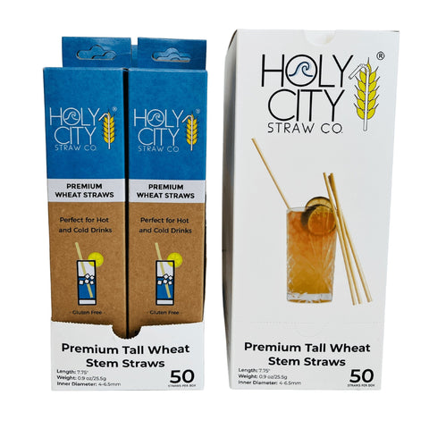 Tall Wheat Drinking Straws Inner Pack 10 x 50ct Boxes Holy City Straw Company