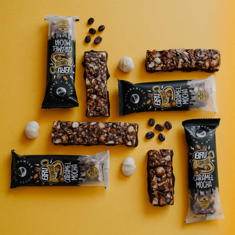 Caramel Mocha Macadamia Nut Snack Bar (Dan Mace's BRU Bar) (12 Bars)