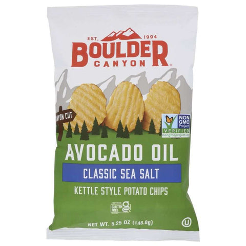 Avocado Oil Classic Sea Salt Kettle Style Chips Boulder Canyon 5.25oz