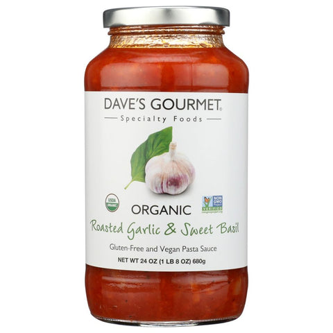 Organic Roasted Garlic and Sweet Basil Pasta Sauce 24 oz Dave's Gourmet