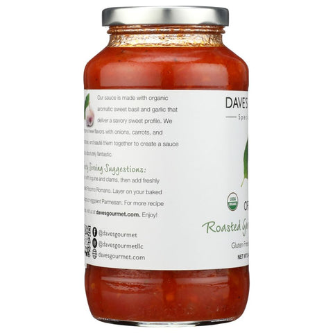Organic Roasted Garlic and Sweet Basil Pasta Sauce 24 oz Dave's Gourmet