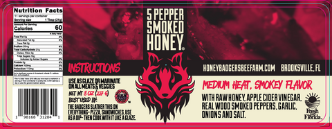 5 - Pepper Smoked Honey Natural Honey Honey Badgers Bee Farm
