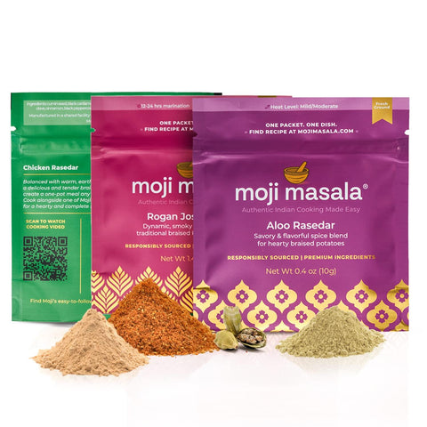 Curry Night Gift Set 3 Complete Dinners Rogan Josh Chicken Potato Curry moji masala®
