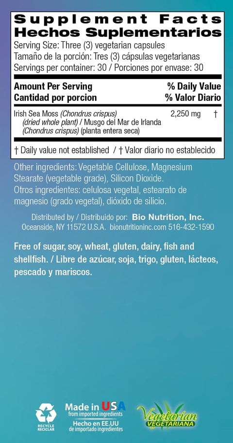 Bio Nutrition Irish Sea Moss 90 Caps