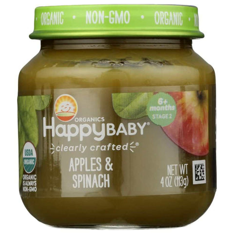 Apples and Spinach Organic Baby Food Jar 4 oz Happy Baby