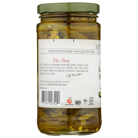Sliced Tamed Jalapeno Peppers 12 oz JEFFS GARDEN