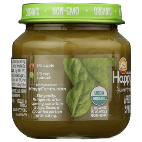 Apples and Spinach Organic Baby Food Jar 4 oz Happy Baby