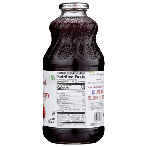 Premium Pure Cranberry Juice 32 oz Bottle Lakewood