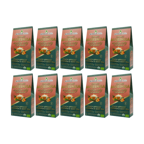 Organic Moringa Energy Tea - Peach Mint Apricot - Natural Coffee Alternative