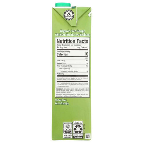 Low Sodium Organic Free Range Chicken Broth 32 oz Pacific Foods