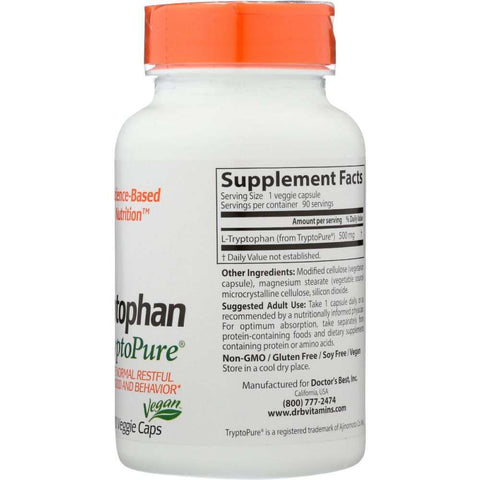 L Tryptophan 500Mg Supplement 90 vc Doctor's Best