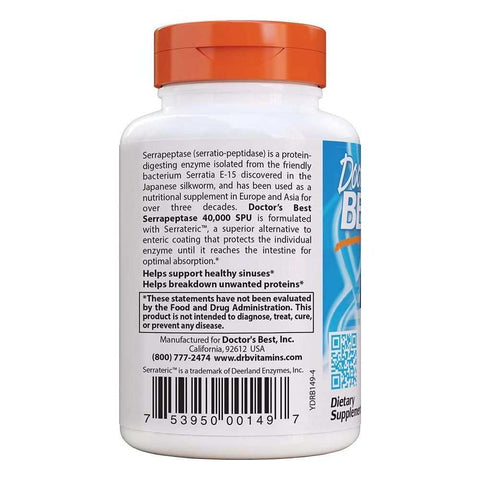 Serrapeptase 40000SPU High-Potency Enzyme Supplement Doctors Best 90 vc