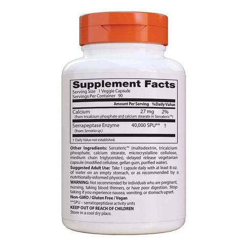 Serrapeptase 40000SPU High-Potency Enzyme Supplement Doctors Best 90 vc
