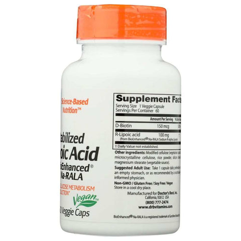 Stabilized R Lipoic Acid 100Mg Antioxidant Supplement DOCTOR'S BEST