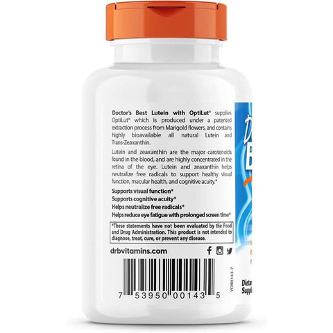 Lutein Optilut 10mg Natural Eye Support Supplement 120 vc Doctor's Best