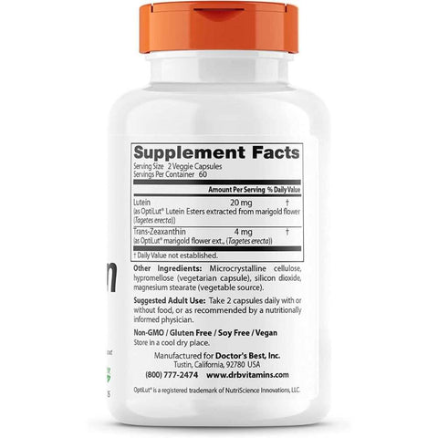 Lutein Optilut 10mg Natural Eye Support Supplement 120 vc Doctor's Best