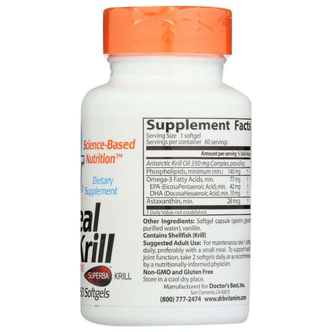 Real Krill 350Mg Omega-3 Supplement Softgels Doctor's Best