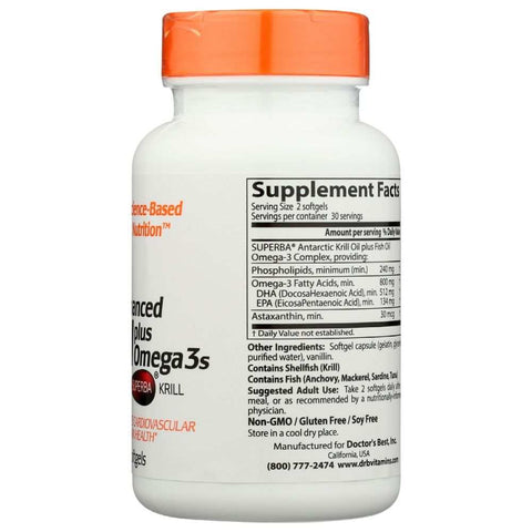 Krill Plus Omega3s Antarctic Krill Oil Supplement Doctor's Best