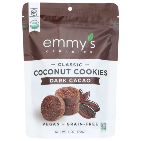 Coconut Cookies Dark Cacao Snack Cookies EMMYS ORGANICS 6 oz