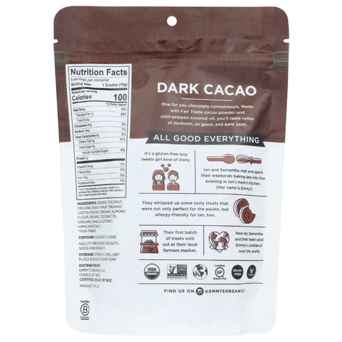 Coconut Cookies Dark Cacao Snack Cookies EMMYS ORGANICS 6 oz