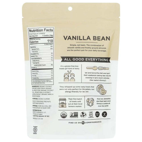 Coconut Vanilla Bean Cookies 6 oz EMMYS ORGANICS