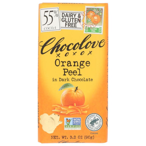 Orange Peel Belgian Dark Chocolate Bar 3.2 oz CHOCOLOVE