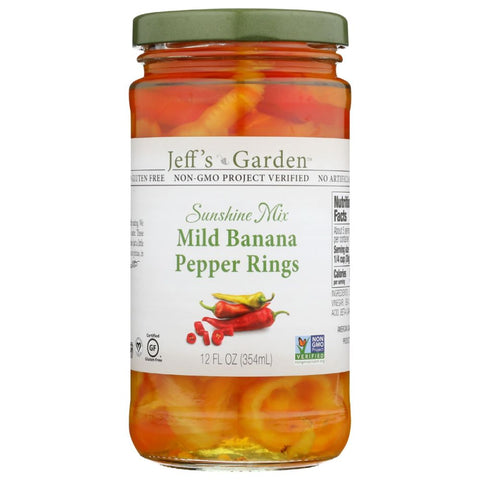 Sunshine Mix Mild Banana Pepper Rings Pickled 12 fl oz Jeffs Naturals