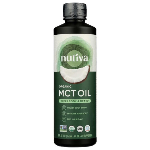 Organic MCT Oil Coconut-Based Medium-Chain Triglycerides Nutiva 16oz