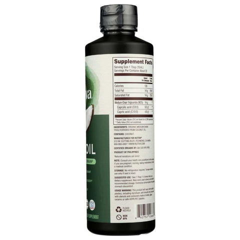 Organic MCT Oil Coconut-Based Medium-Chain Triglycerides Nutiva 16oz