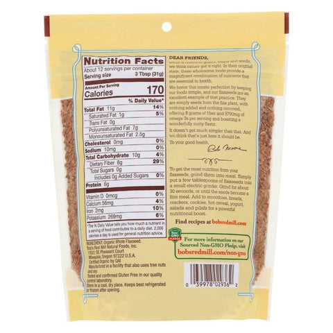 Organic Brown Flaxseed 13 oz Whole or Ground BOB'S RED MILL
