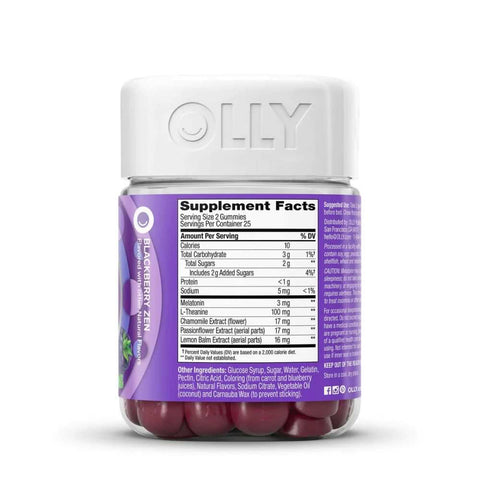 Restful Sleep Blackberry Zen Flavor Supplement Gummy 50ea OLLY