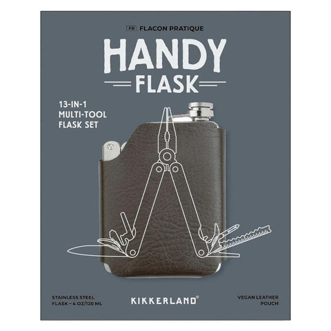 Handy 10-In-1 Tool Flask Stainless Steel Flask Kikkerland Design