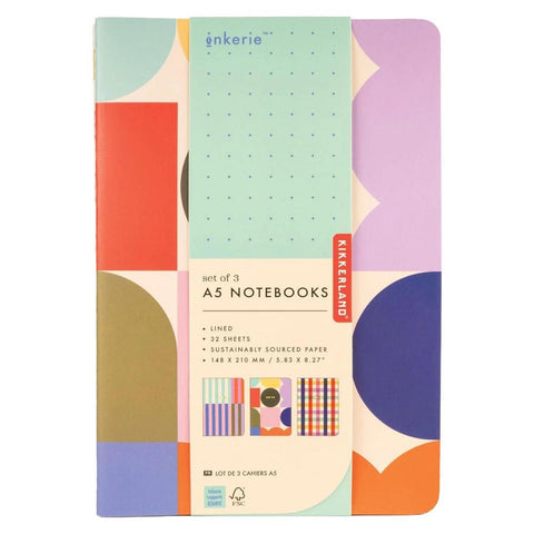 Inkerie A5 Notebooks Slim Set of 3 Kikkerland Design