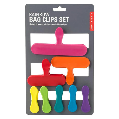 Rainbow Assorted Size Bag Clips Set 9CT Kikkerland Design