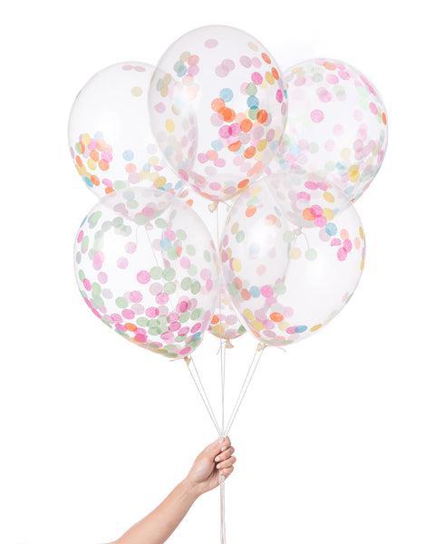 Pre-Filled Confetti Balloons Assorted Rainbow Circles Jumbo Balloon Knot & Bow