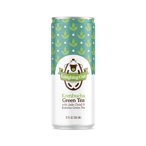 Kombucha Green Tea Cans 12 Cans x 1 Case Laughing Gut