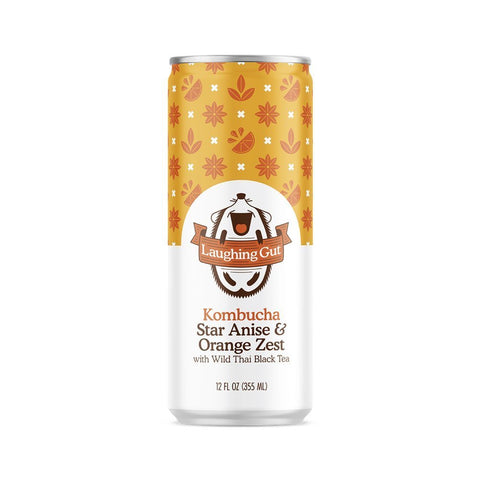 Laughing Gut Kombucha Star Anise & Orange Zest Cans 12 Cans Case