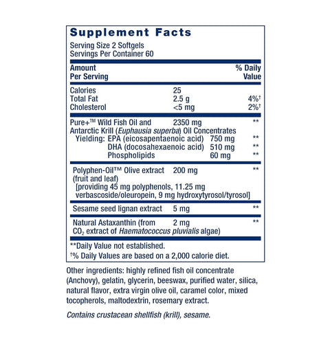 Life Extension Super Omega-3 Plus EPA/DHA Fish Oil, Sesame Lignans, Olive Extract, Krill & Astaxanthin 120 Softgels
