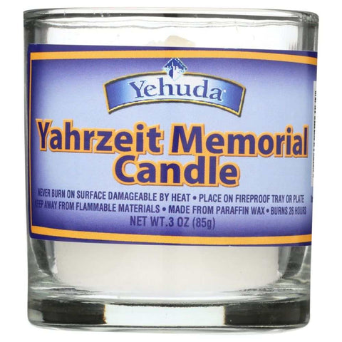 Yahrzeit Memorial Candle Glass Tumbler 1 ct YEHUDA