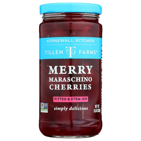 Maraschino Cherries Pitted and Stem On 13.5 oz Tillen Farms