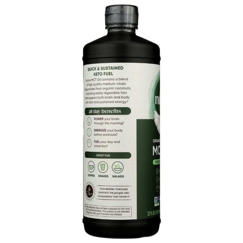 Organic MCT Oil 32 oz Premium Source NUTIVA