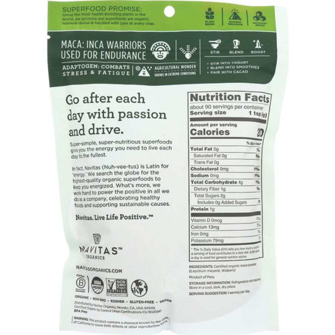 Organic Maca Powder Gelatinized Superfood 16 oz Navitas