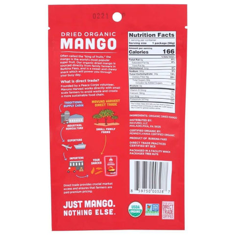 Organic Dried Mango 2 oz Snack MAVUNO HARVEST