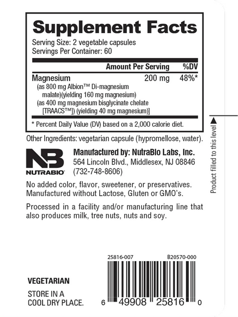 Nutrabio Magnesium Complex (200mg) -120 Capsules