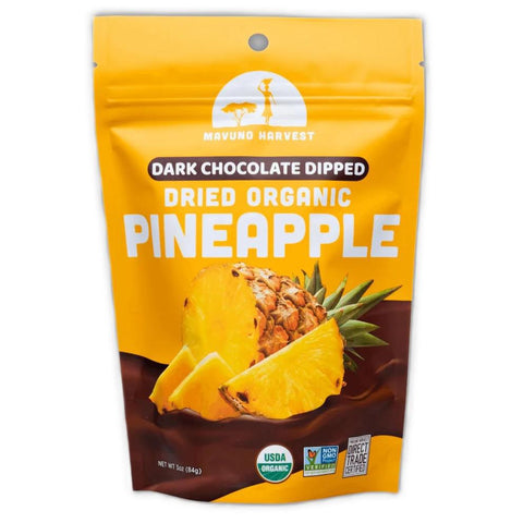 Organic Chocolate-Dipped Dried Pineapple Snack Mavuno Harvest