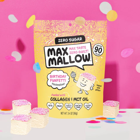 Low Carb FunFetti Max Mallow Marshmallows Gluten Free Soy Free Zero Sugar Snack Max Sweets 3 Pack