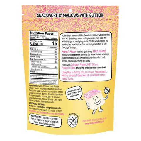 Low Carb FunFetti Max Mallow Marshmallows Gluten Free Soy Free Zero Sugar Snack Max Sweets 3 Pack